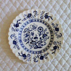BLUE NORDIC English Ironstone Hand Engraved 7” Plate